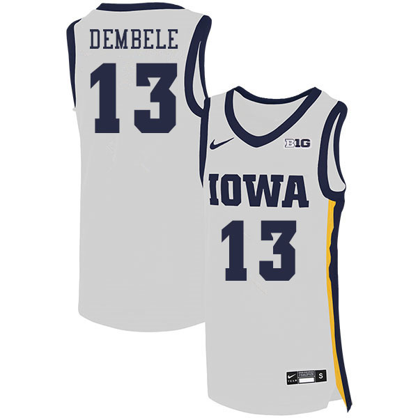 Men #13 Ladji Dembele Iowa Hawkeyes College Basketball Jerseys Stitched Sale-White